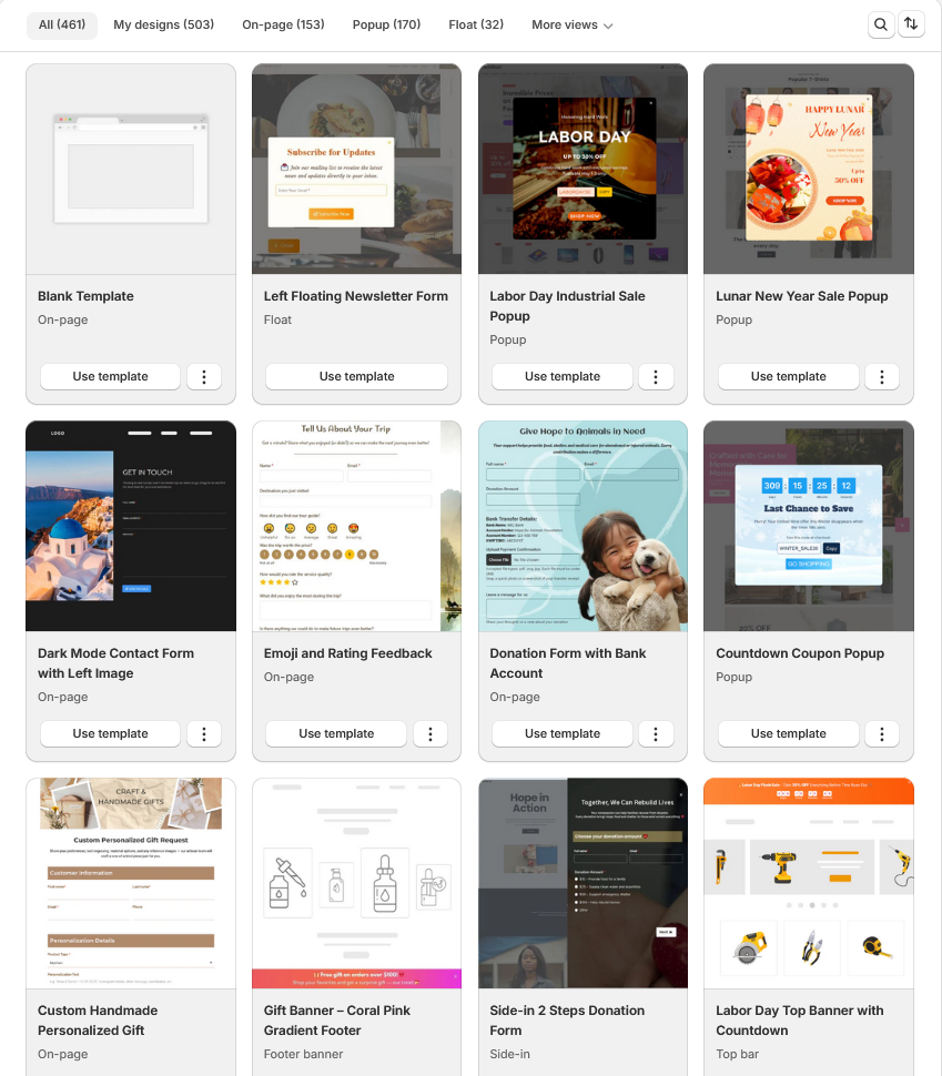 Create new form templates