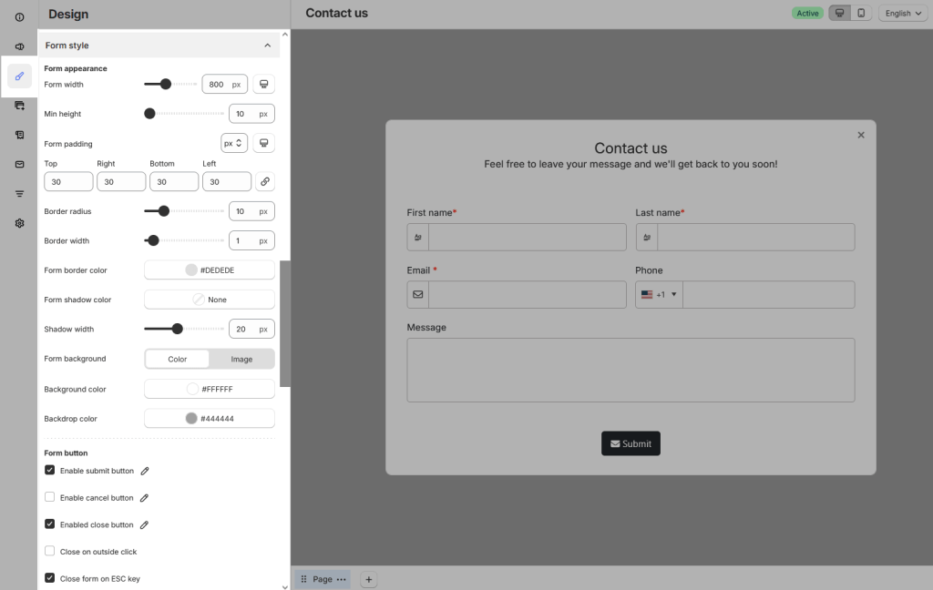 Form style settings