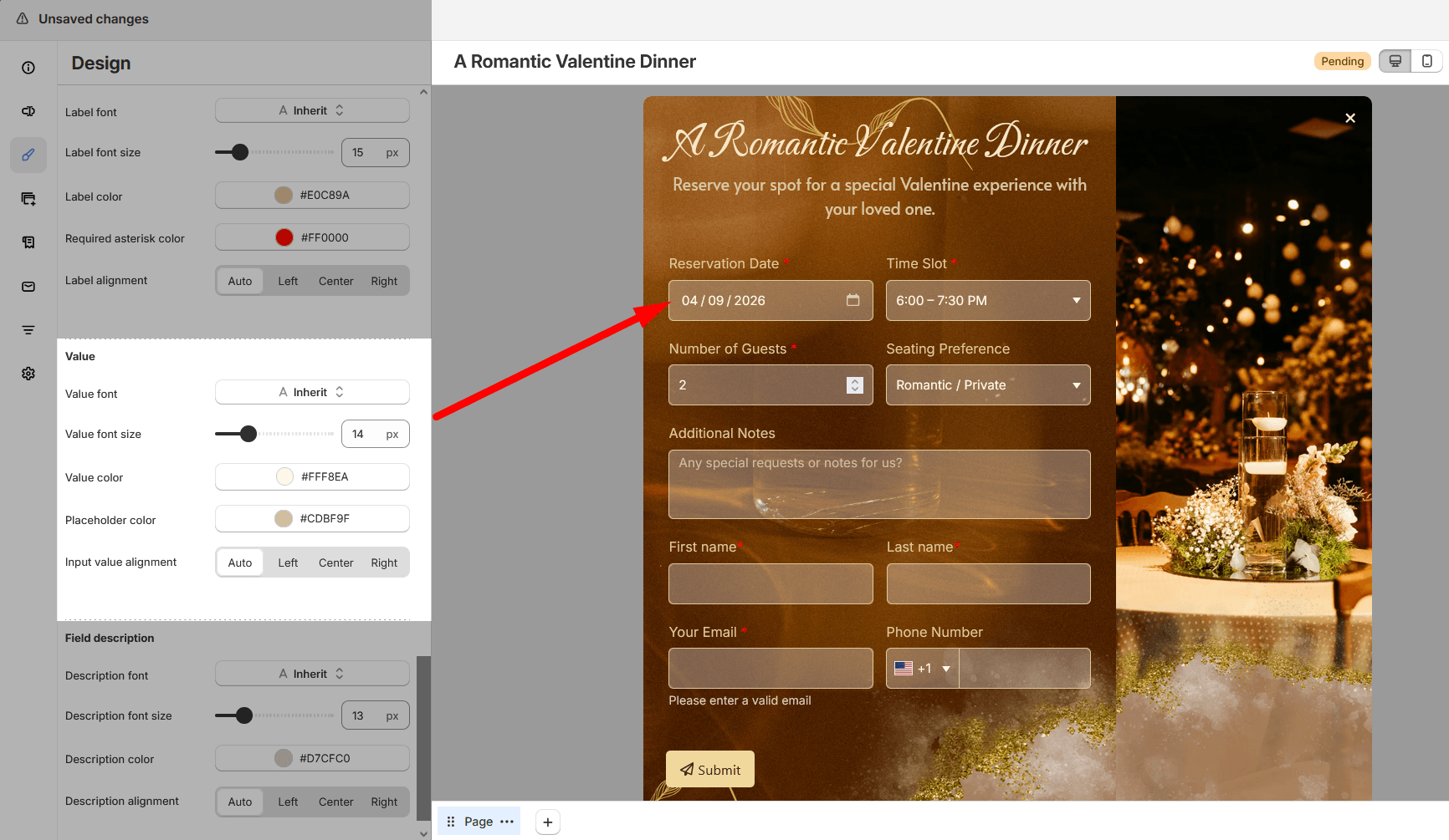 Field value style settings