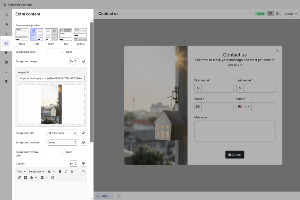 Extra content settings