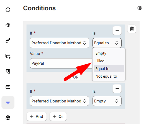 Condition If field selector