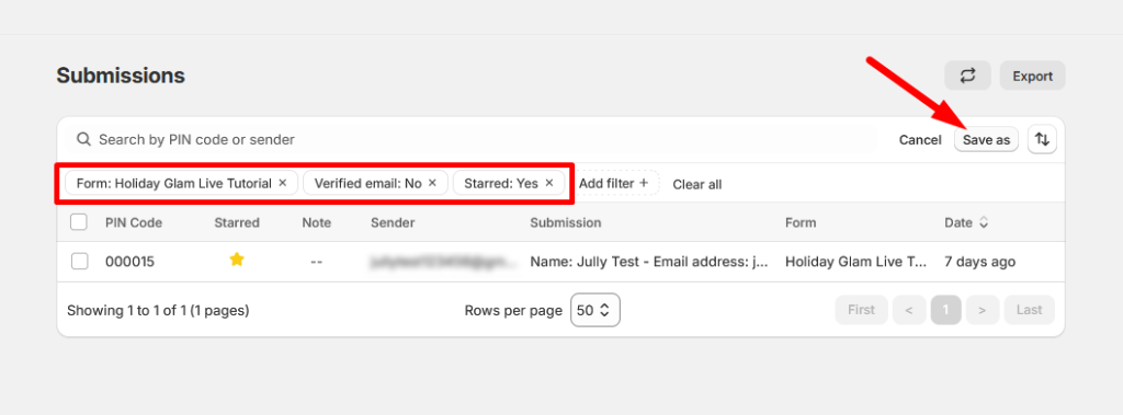 Save filter view name dialog