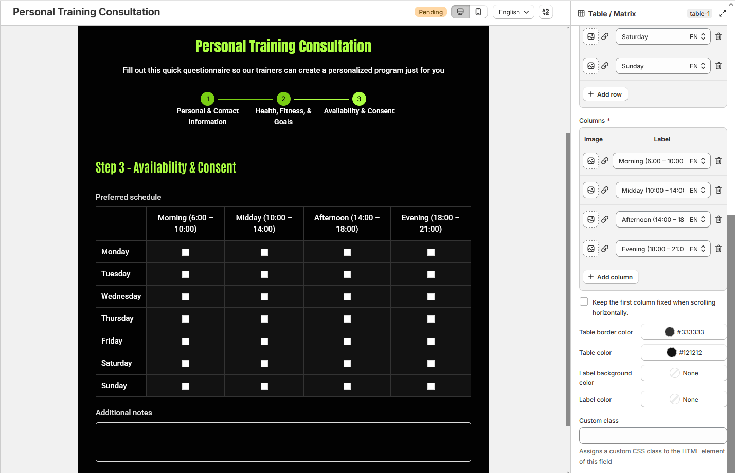 Date field settings