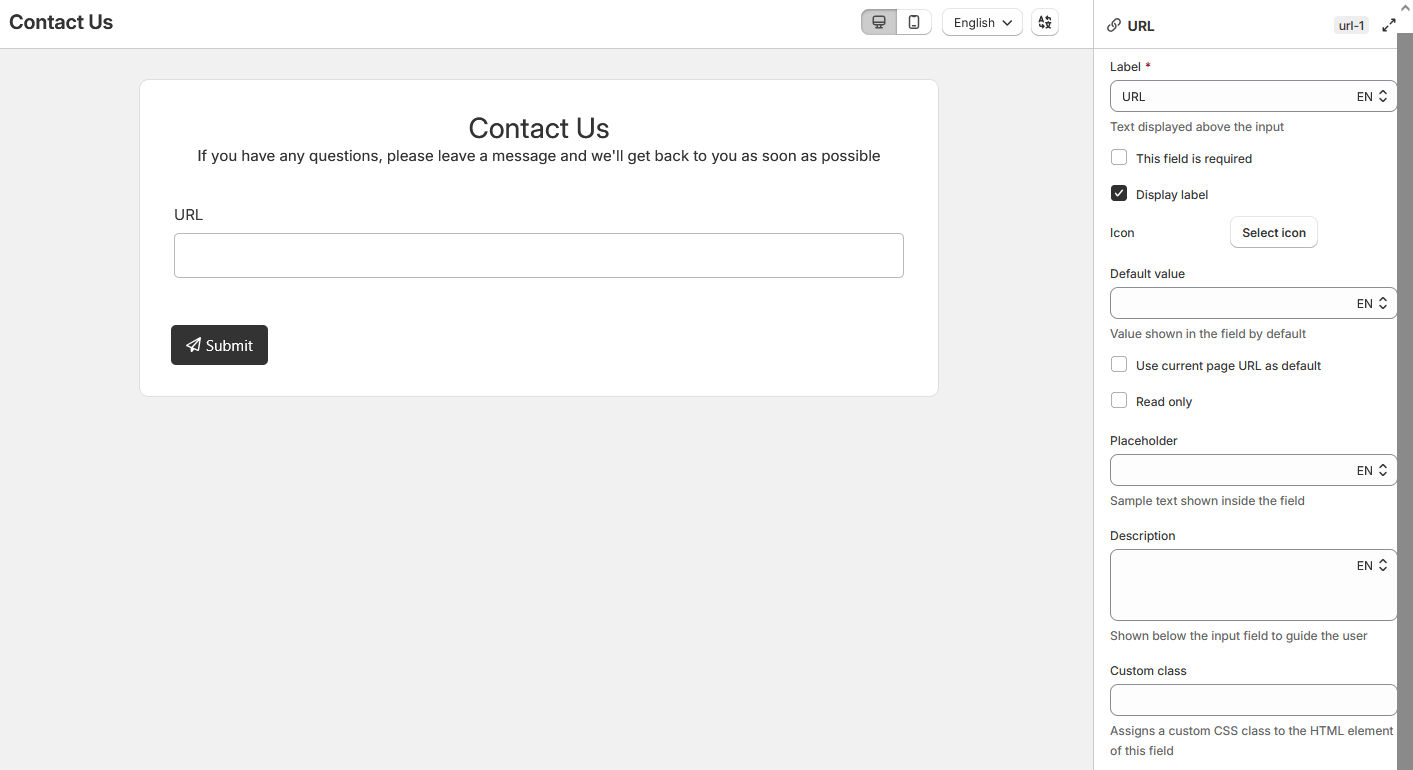 Security question field settings