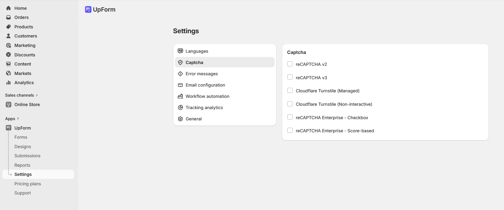 CAPTCHA provider credentials settings