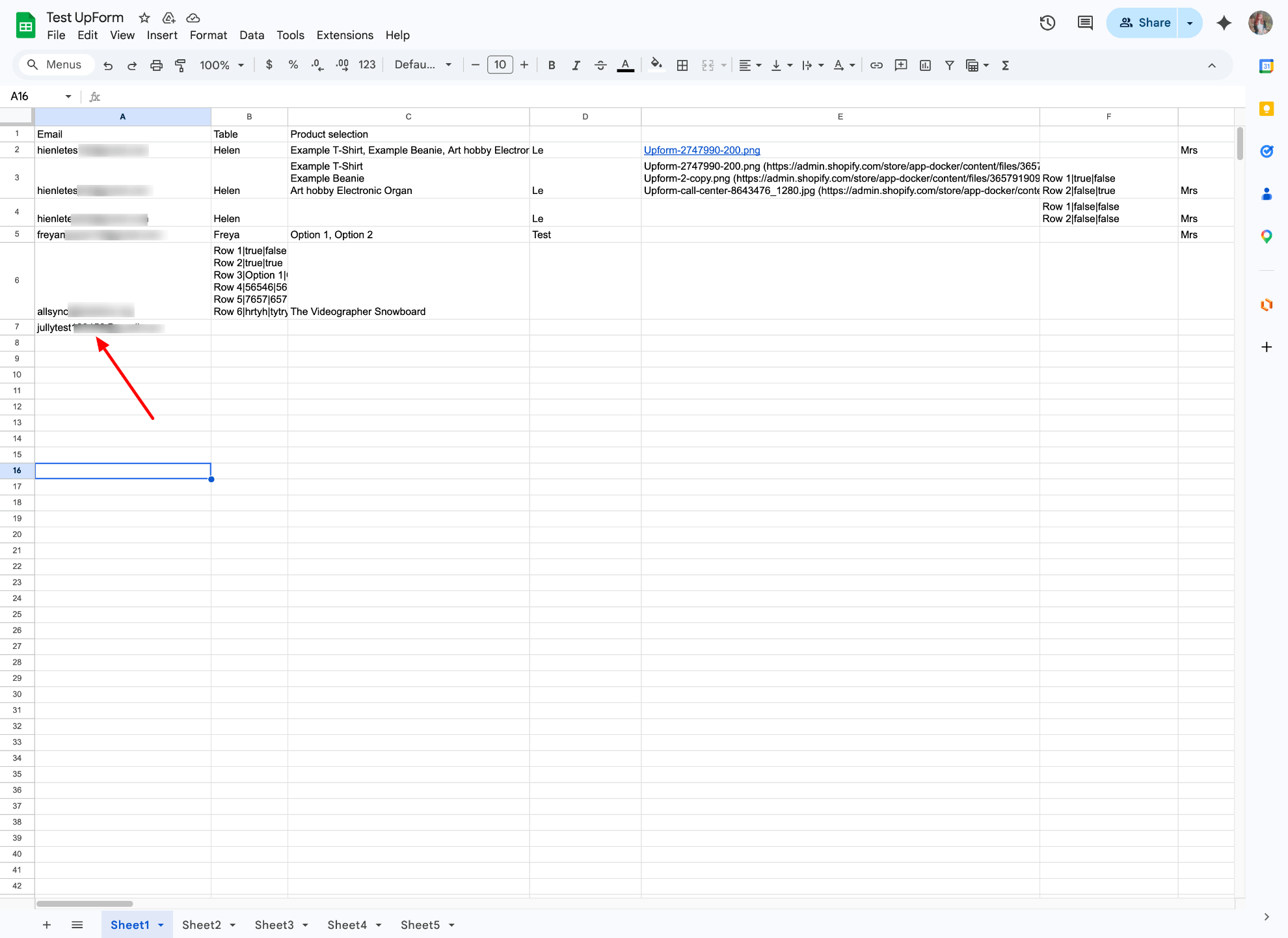 Confirm new row in Google Sheets