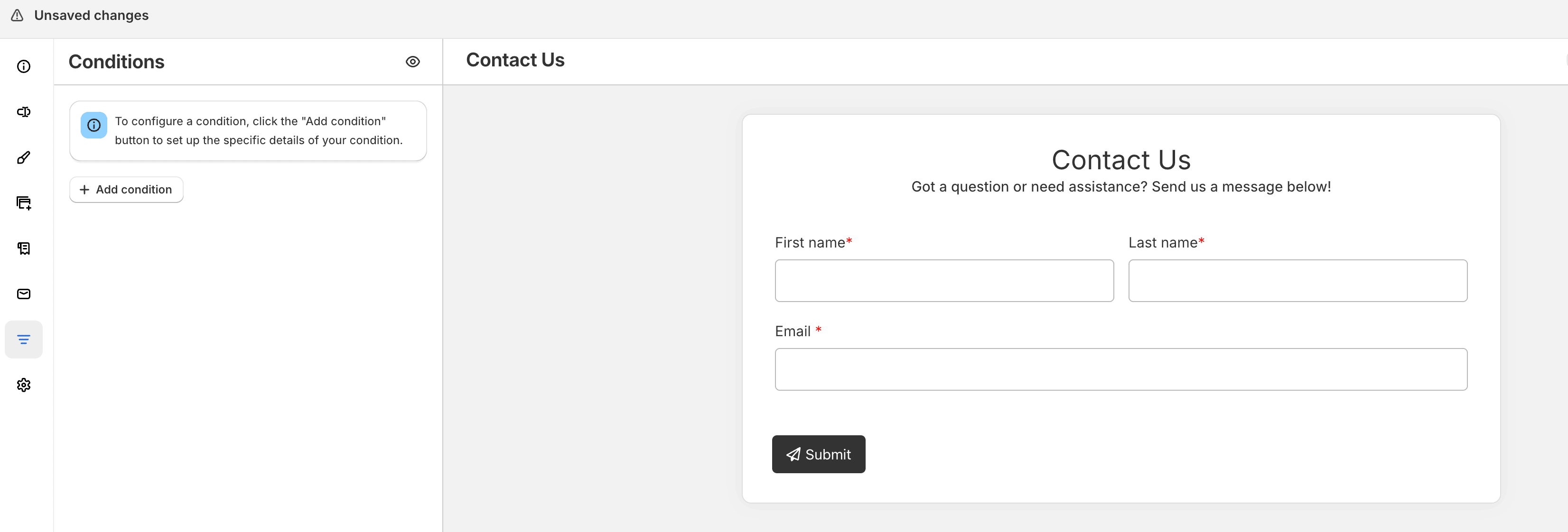Add condition on empty Conditions tab