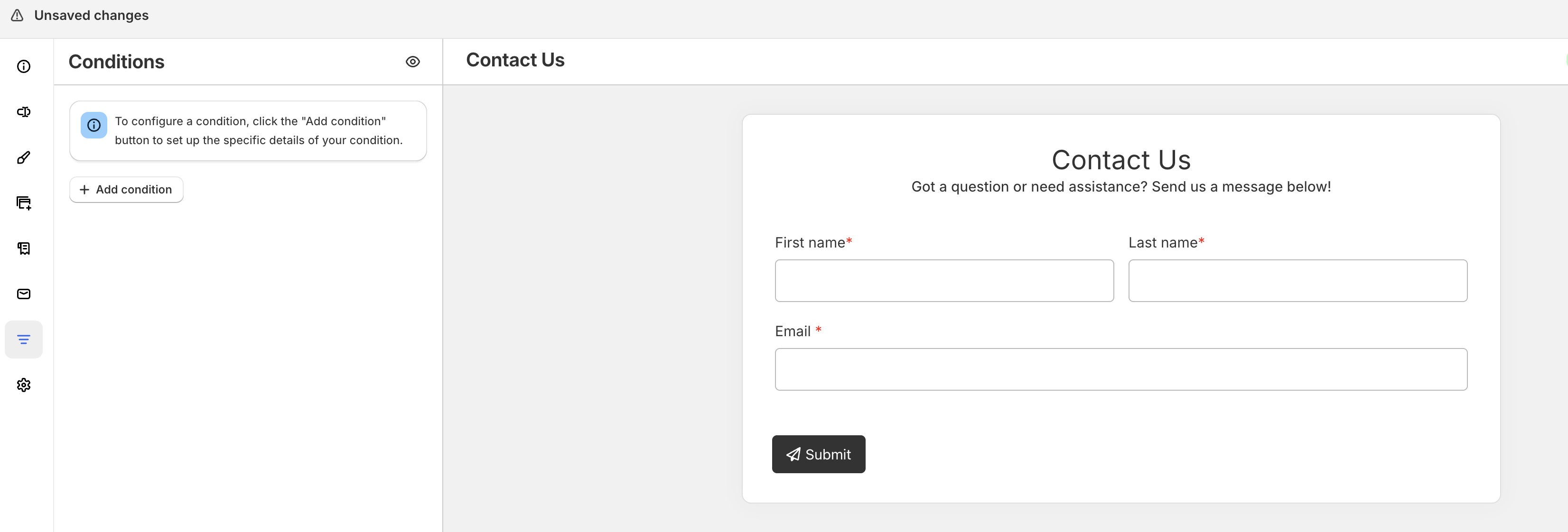Add condition on empty Conditions tab