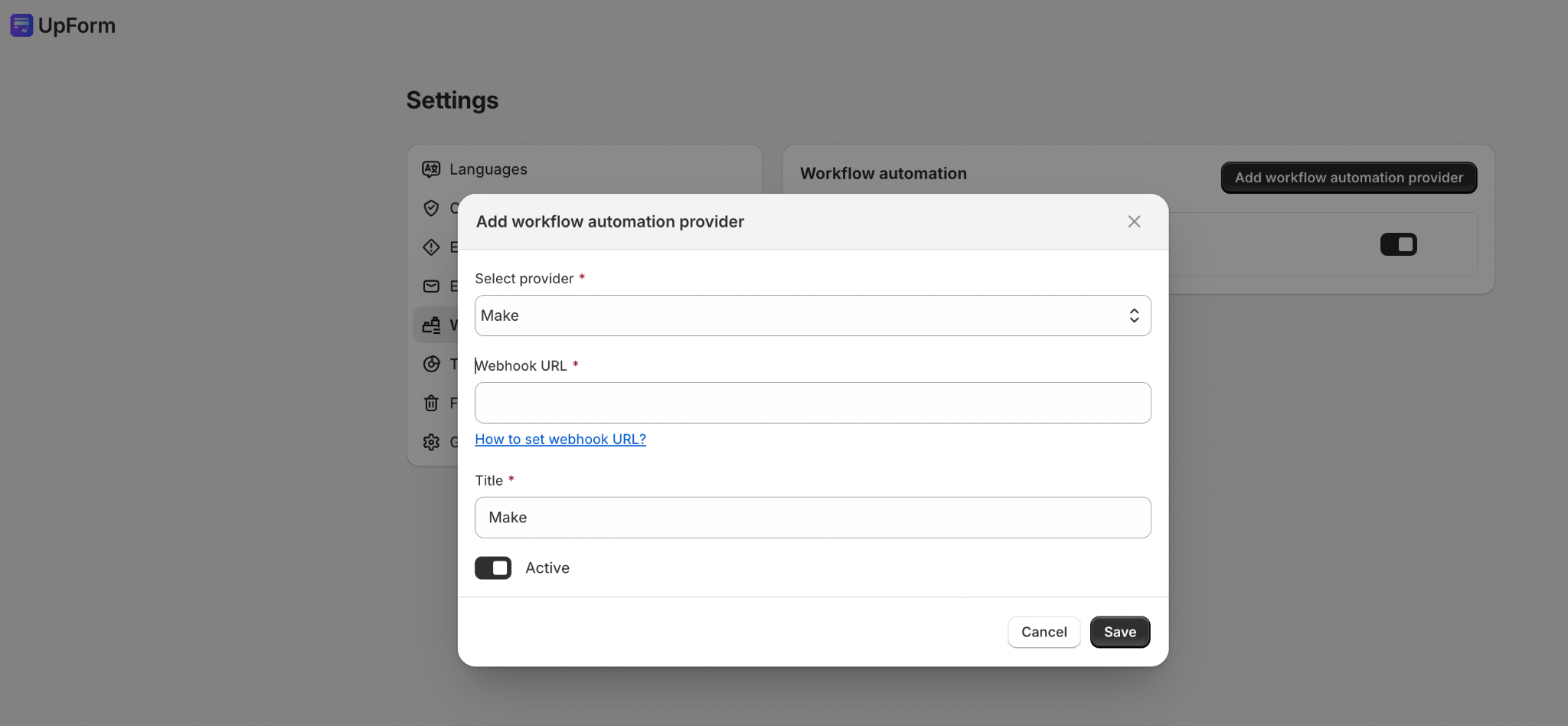 Add Make workflow automation provider
