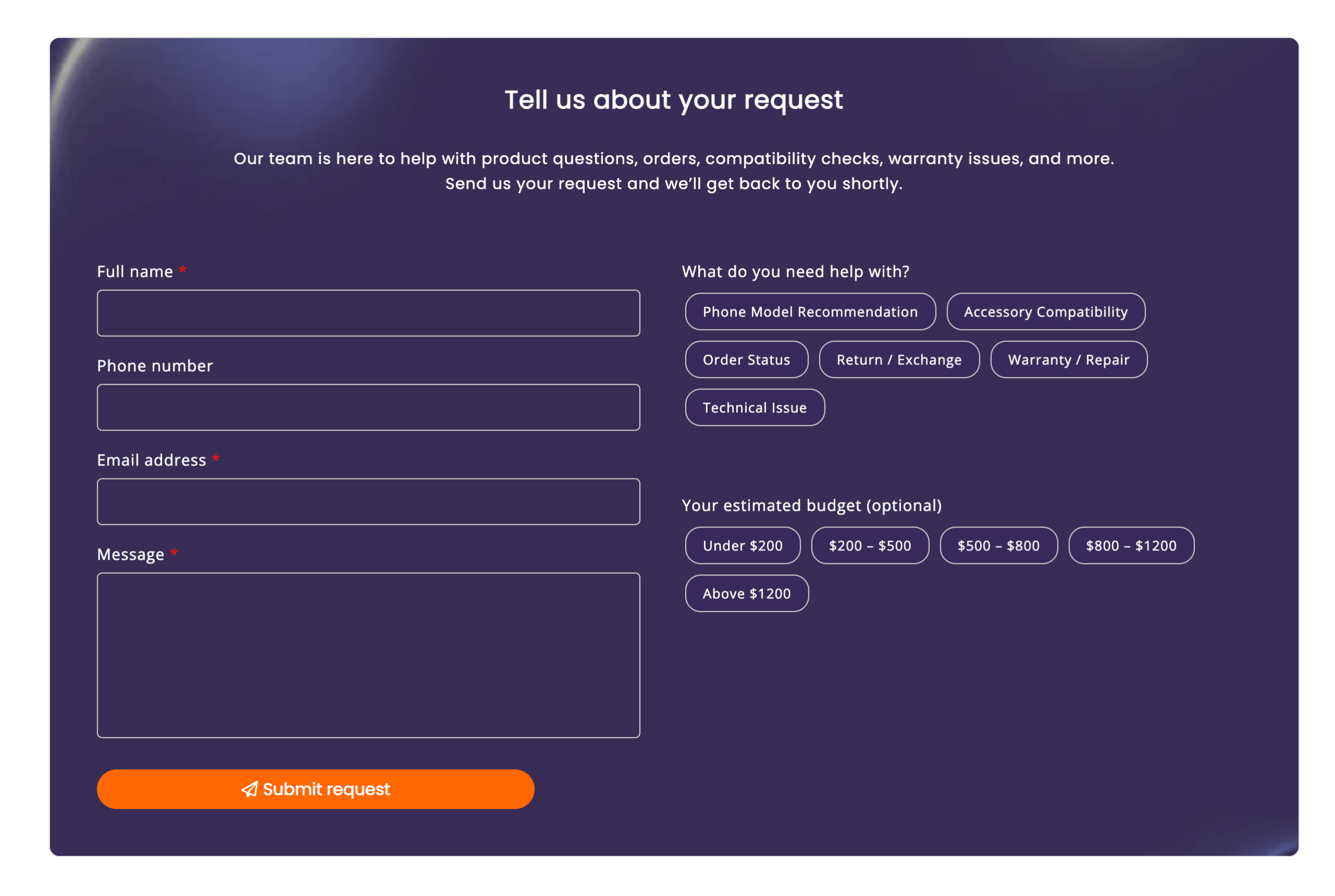 Example contact form for Brevo sync
