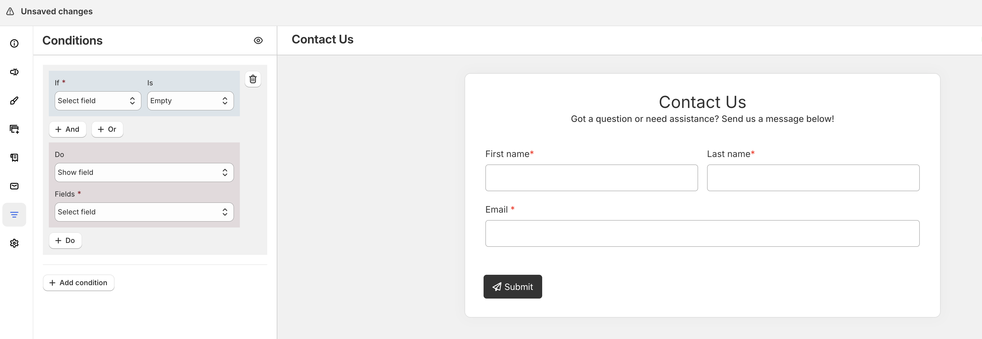 Condition If field selector