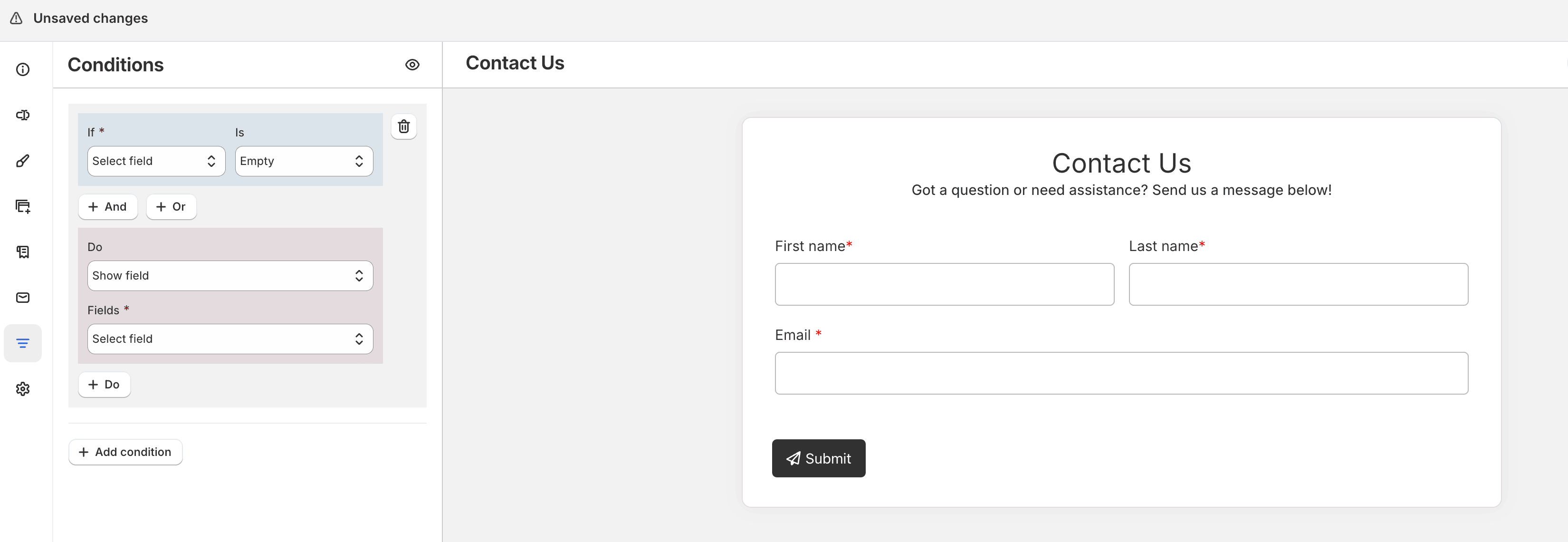 Condition If field selector