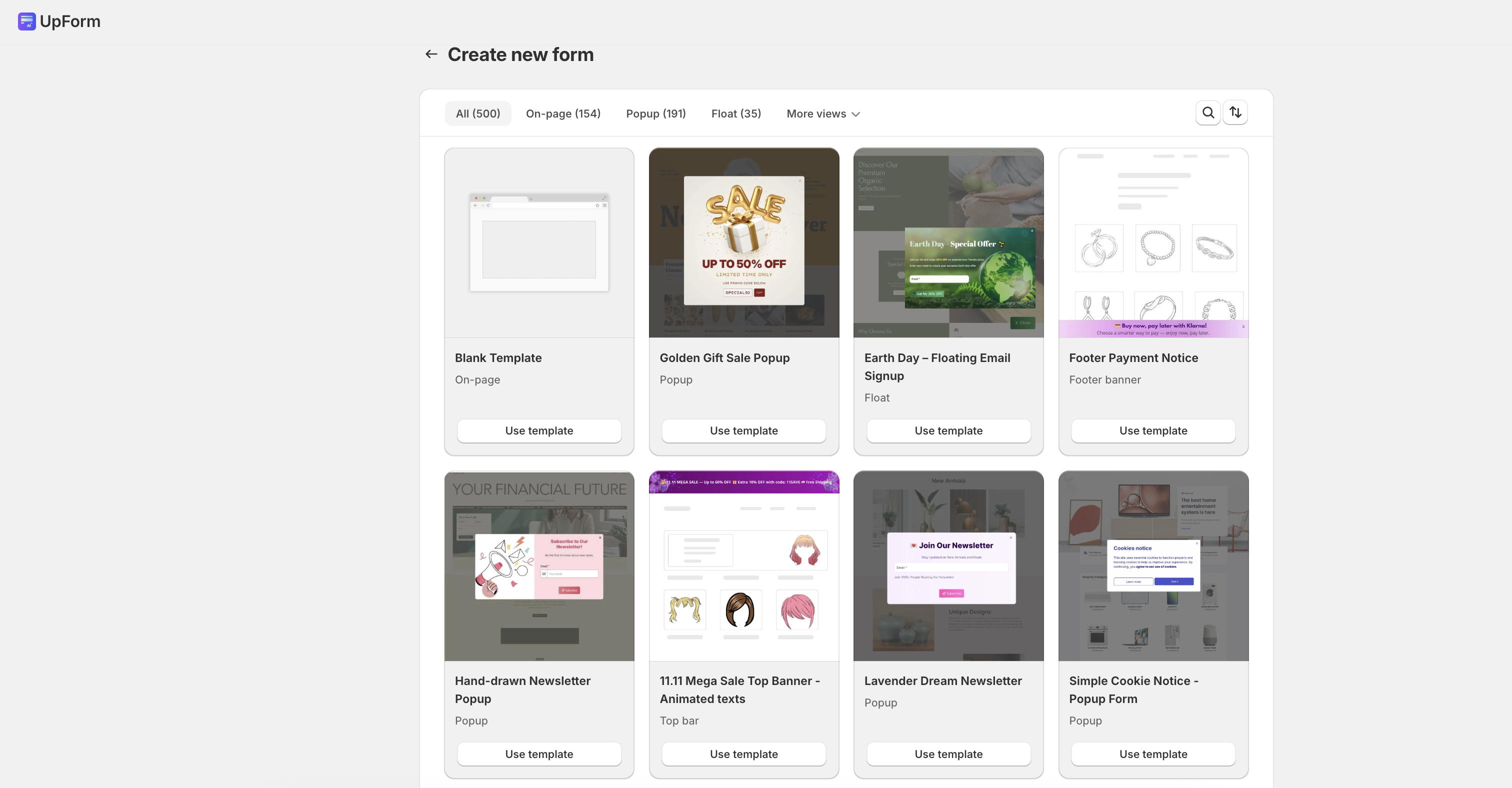 Create new form templates