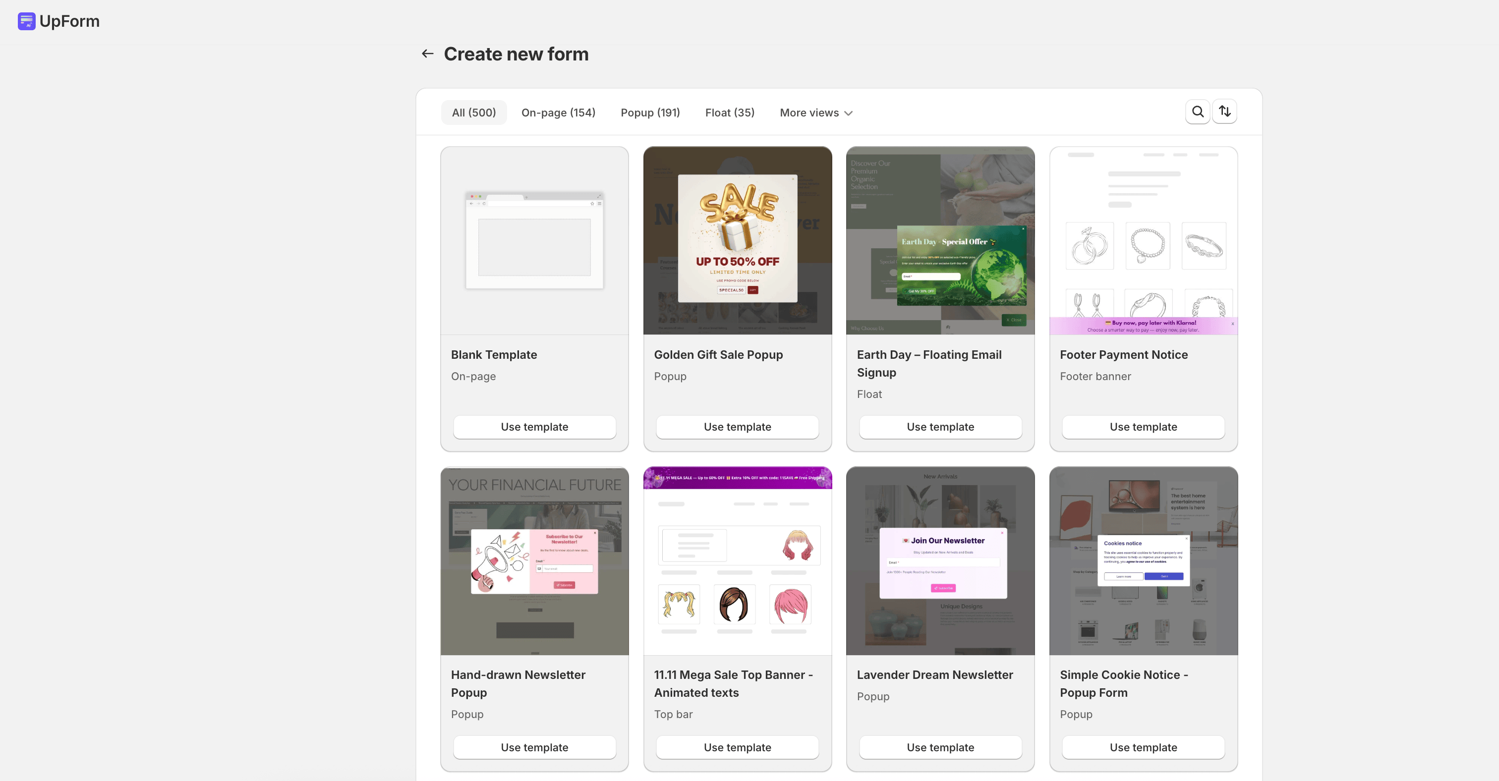 Create new form templates