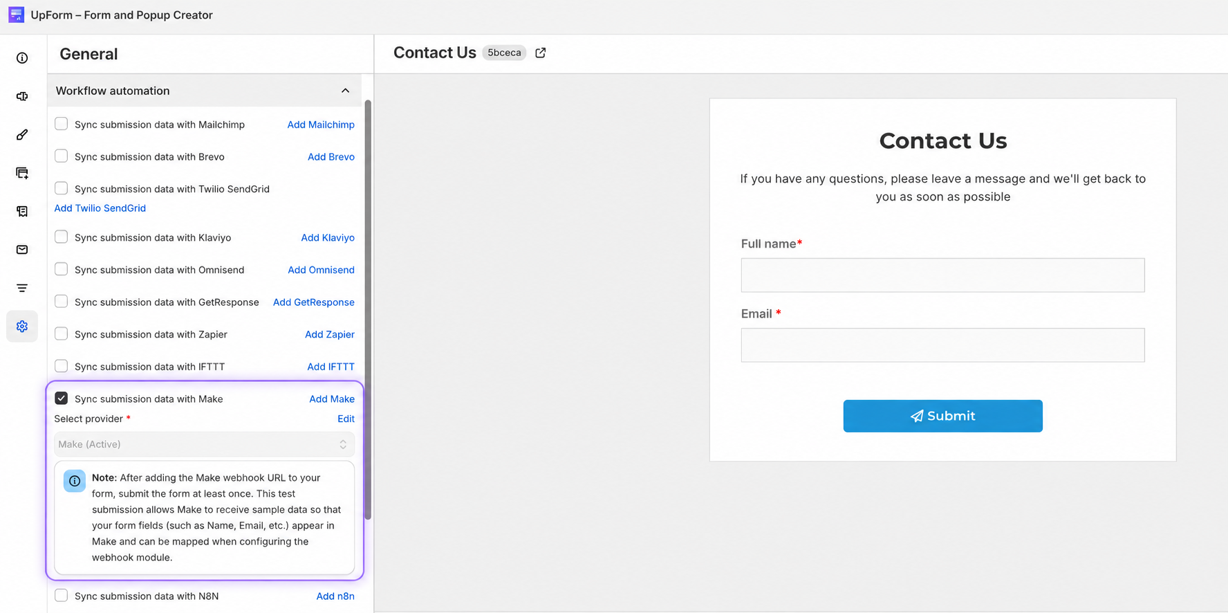 Enable Make sync on form