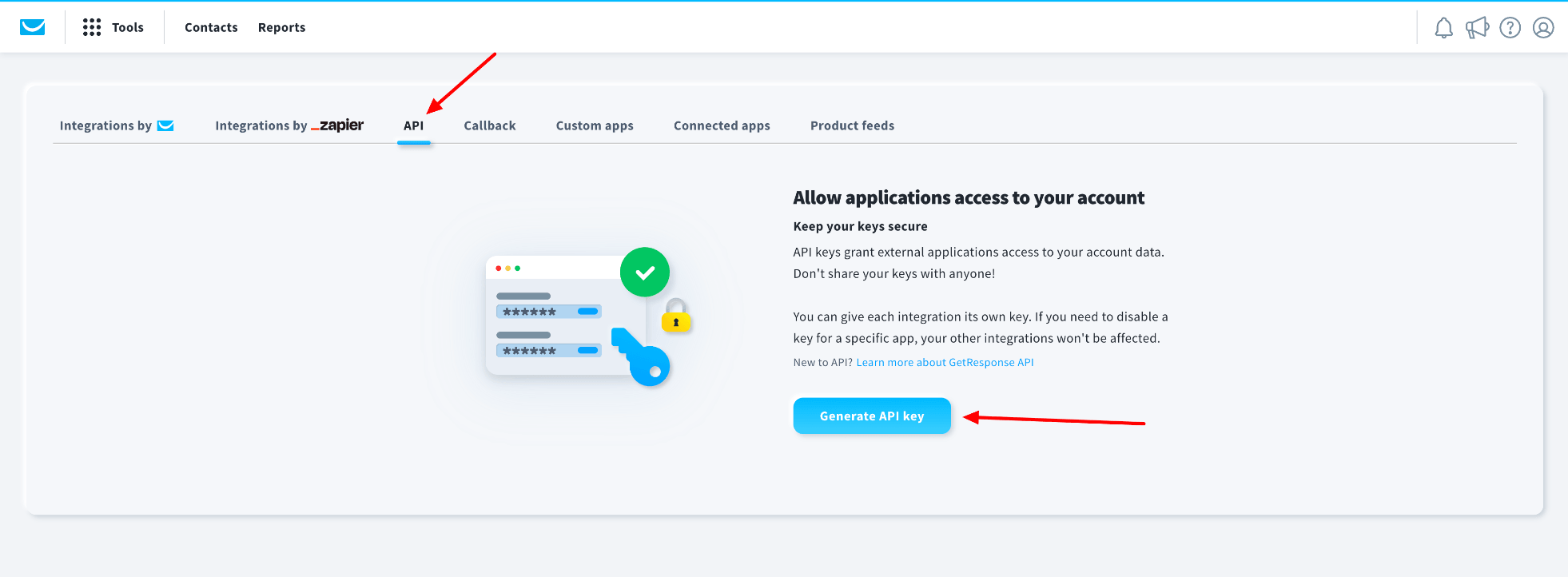 Generate GetResponse API key