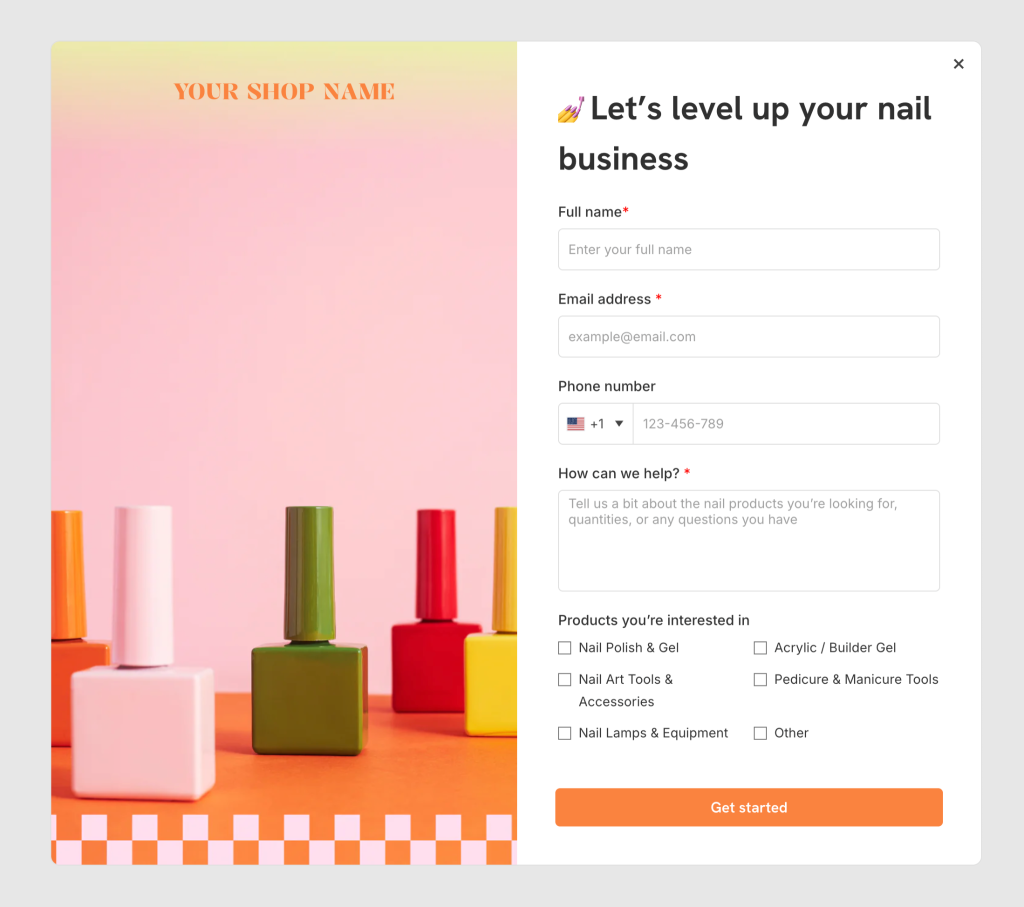 Example contact form for Omnisend sync