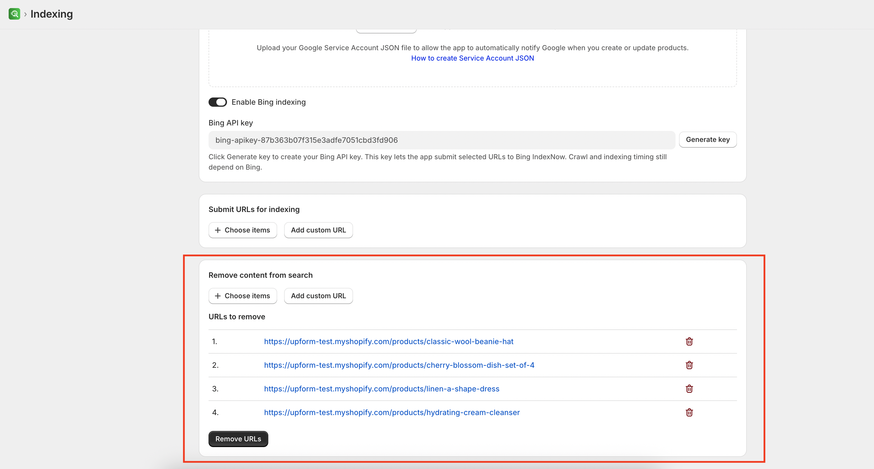 Remove URLs from search