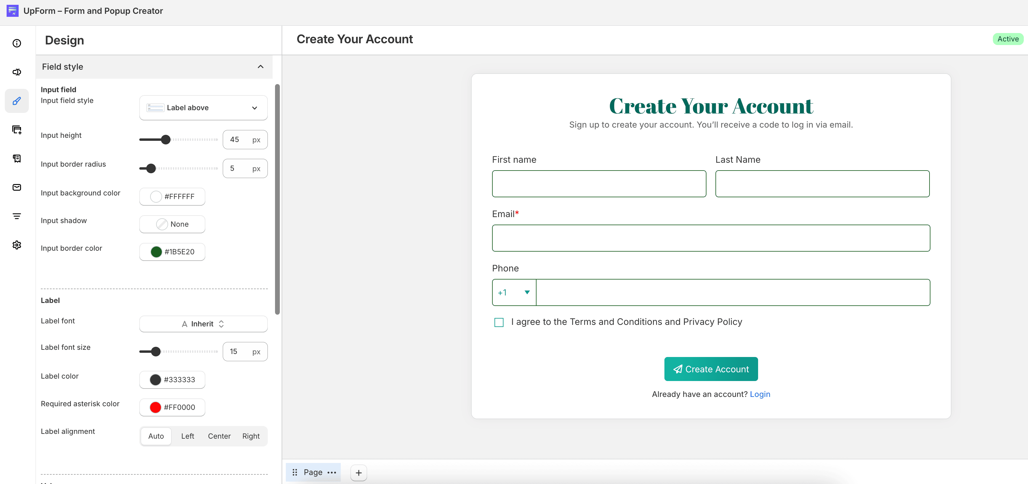 Input field style options