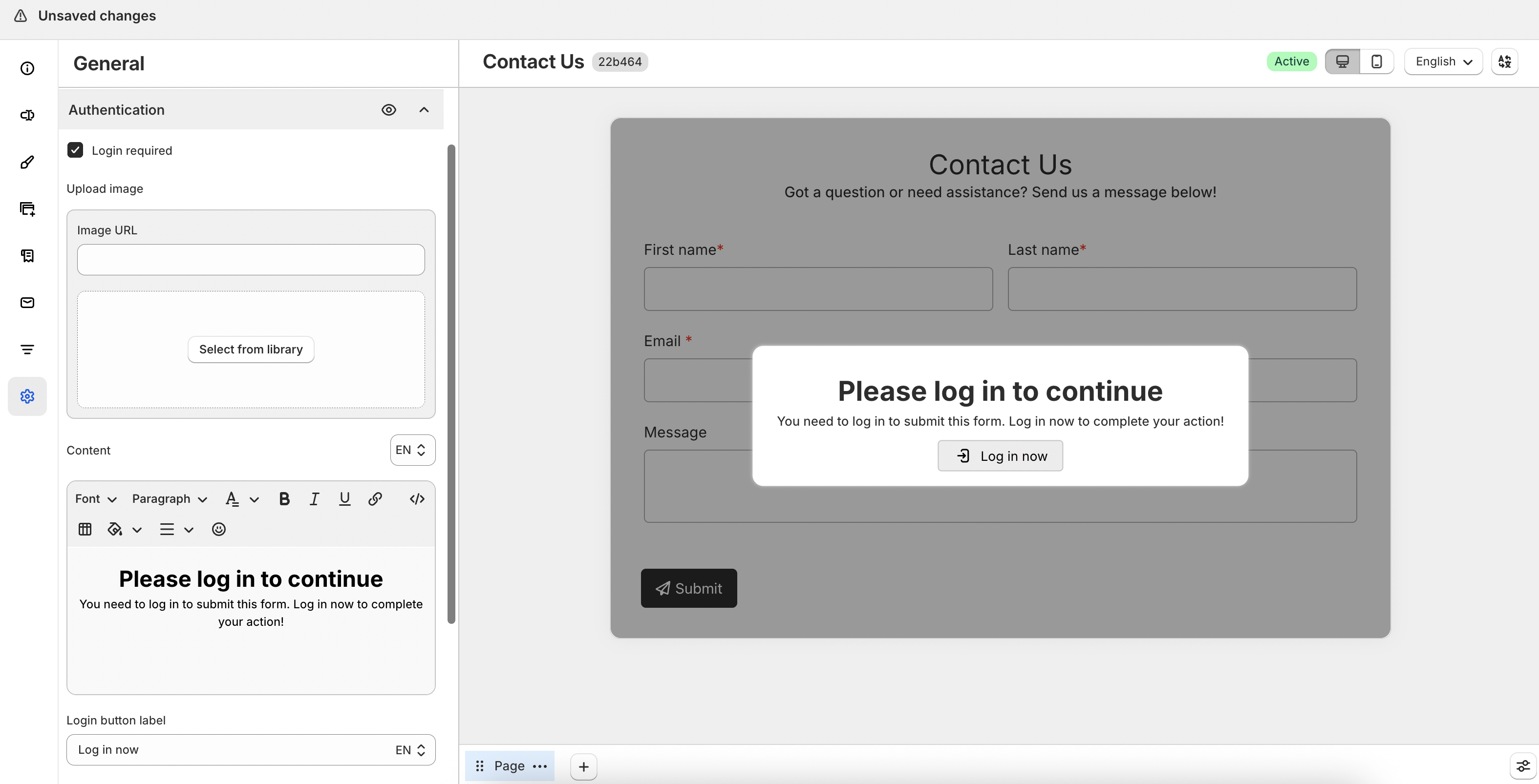 Login required authentication settings
