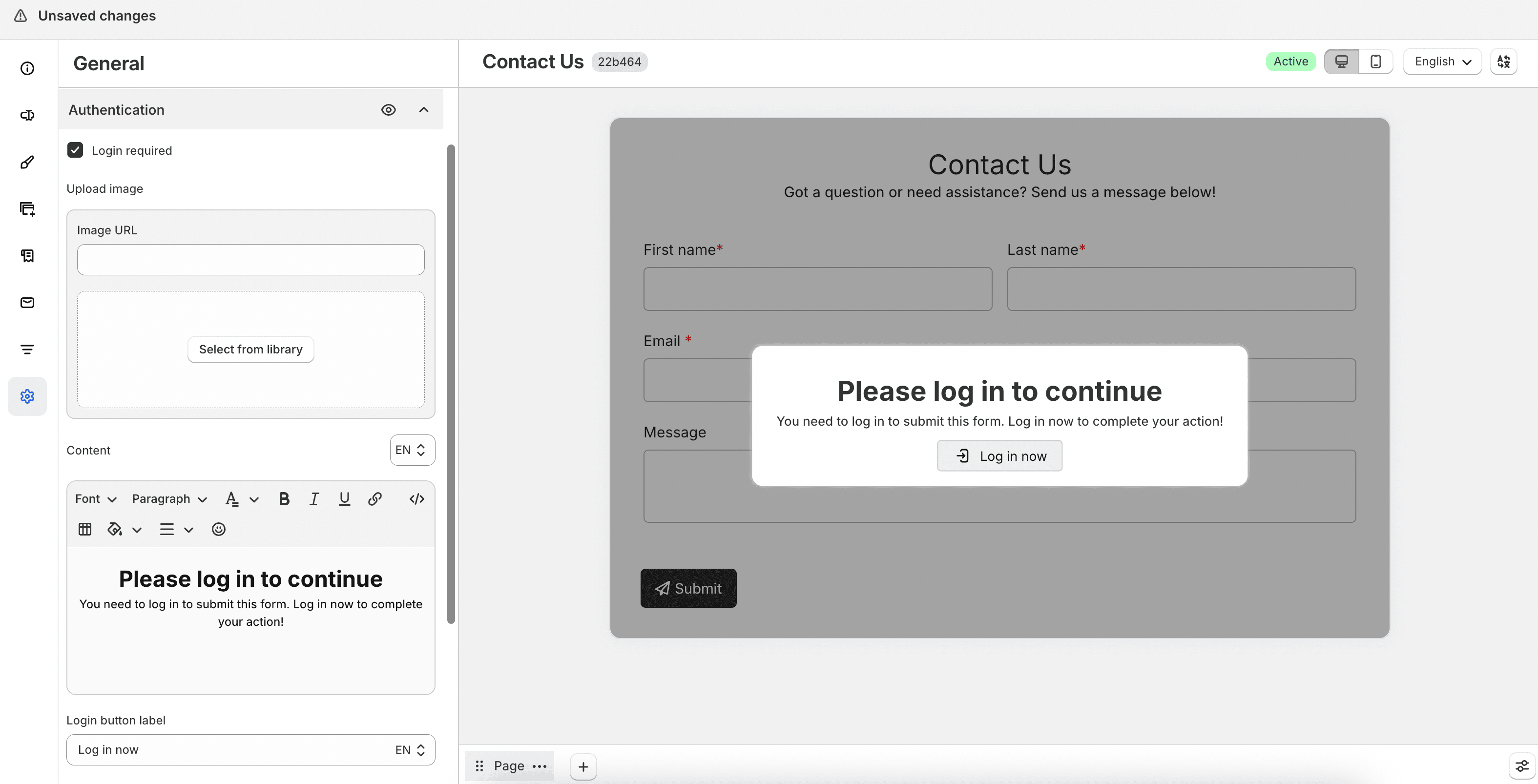 Login required authentication settings