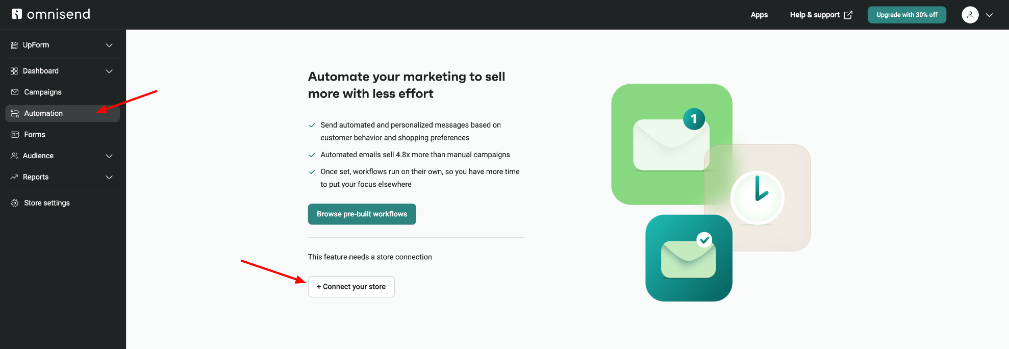 Omnisend Automation page