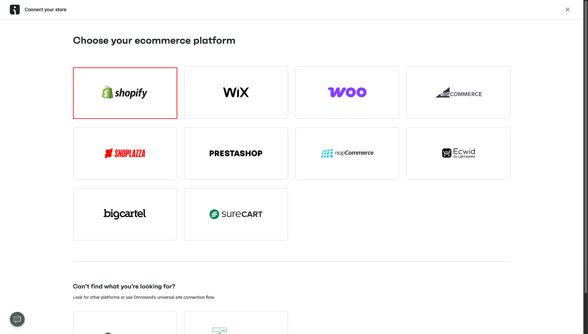 Connect Shopify store in Omnisend