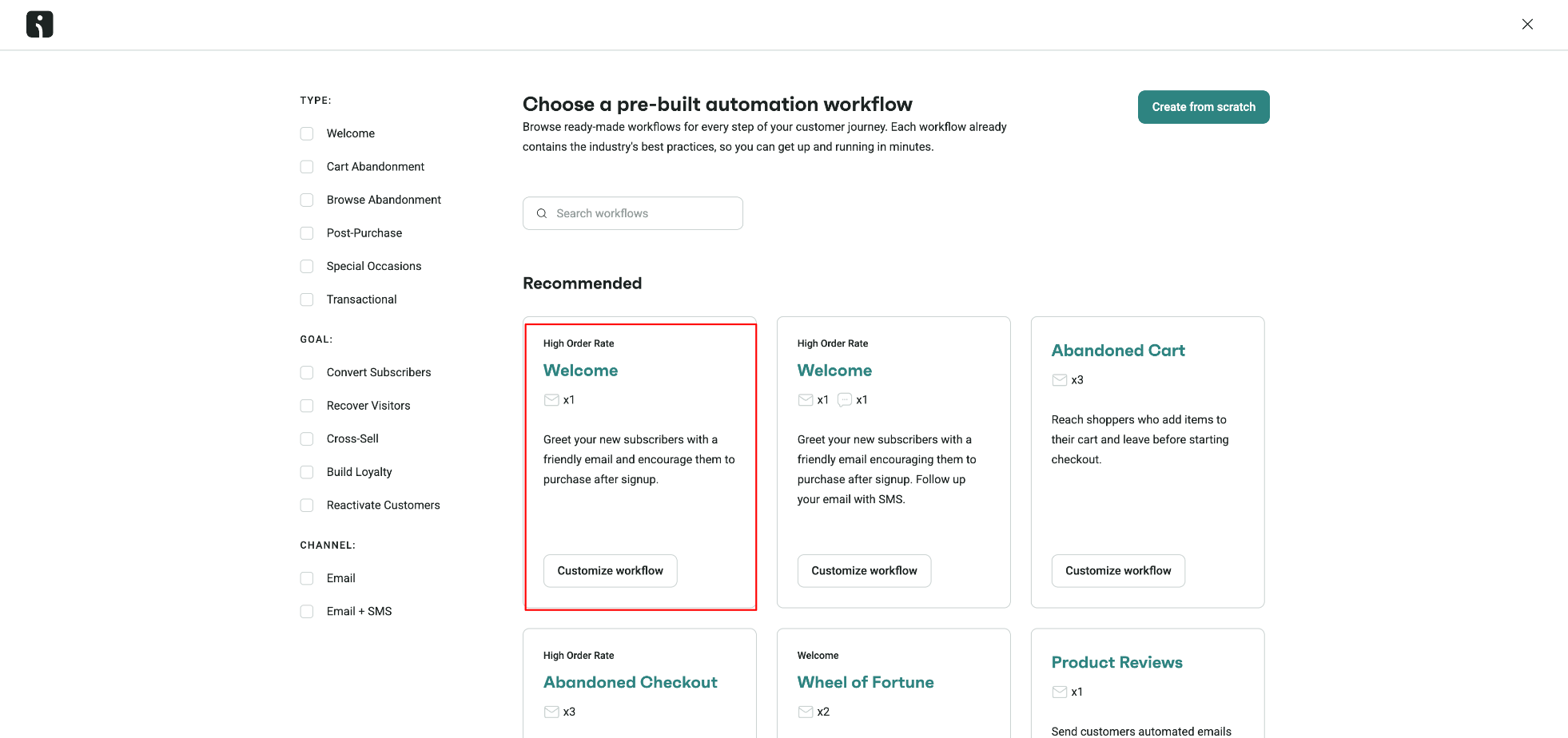 Customize Omnisend Welcome workflow