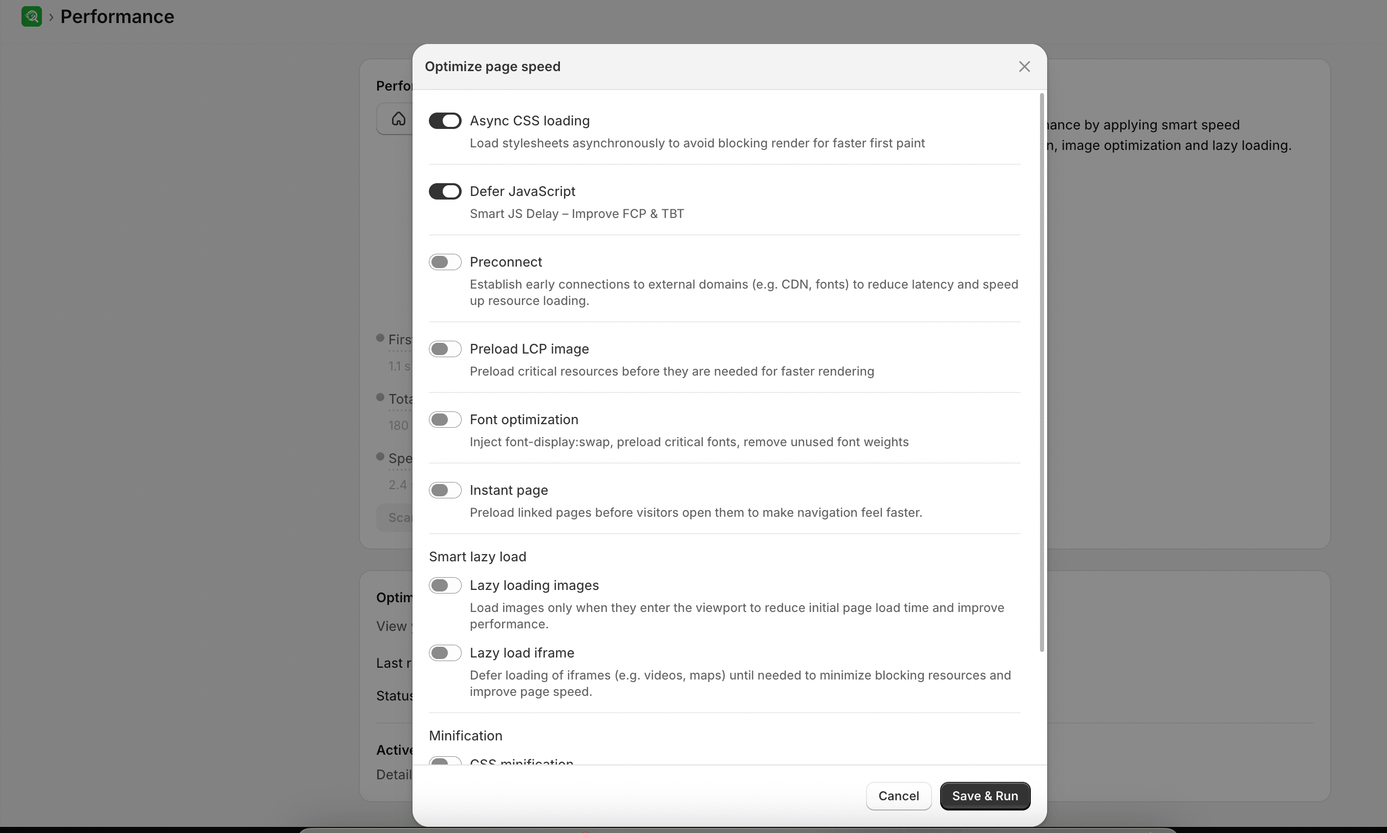 Speed up now optimization options