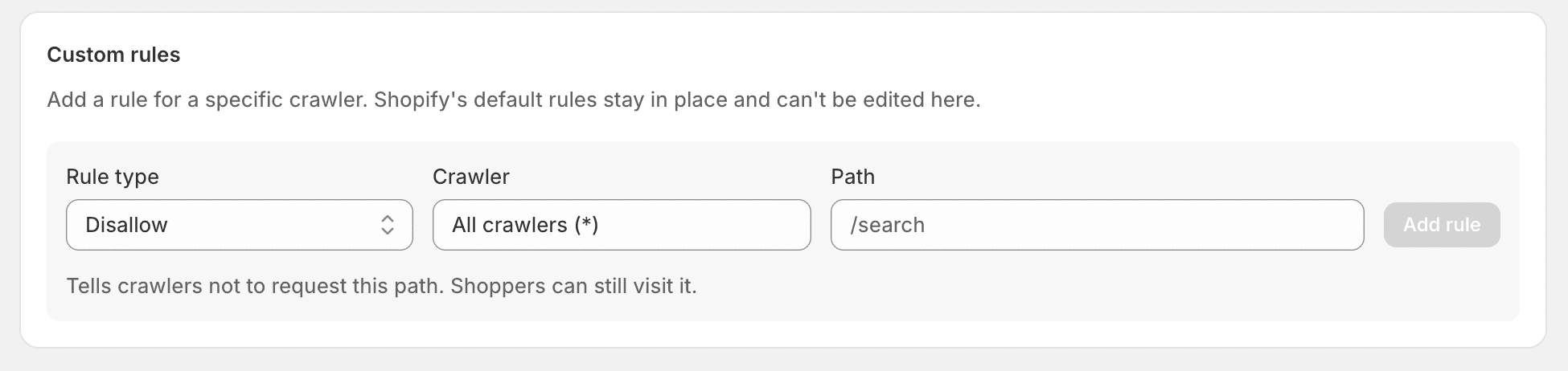 Robots.txt custom rules and file preview