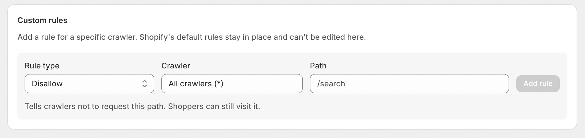 Robots.txt custom rules and file preview