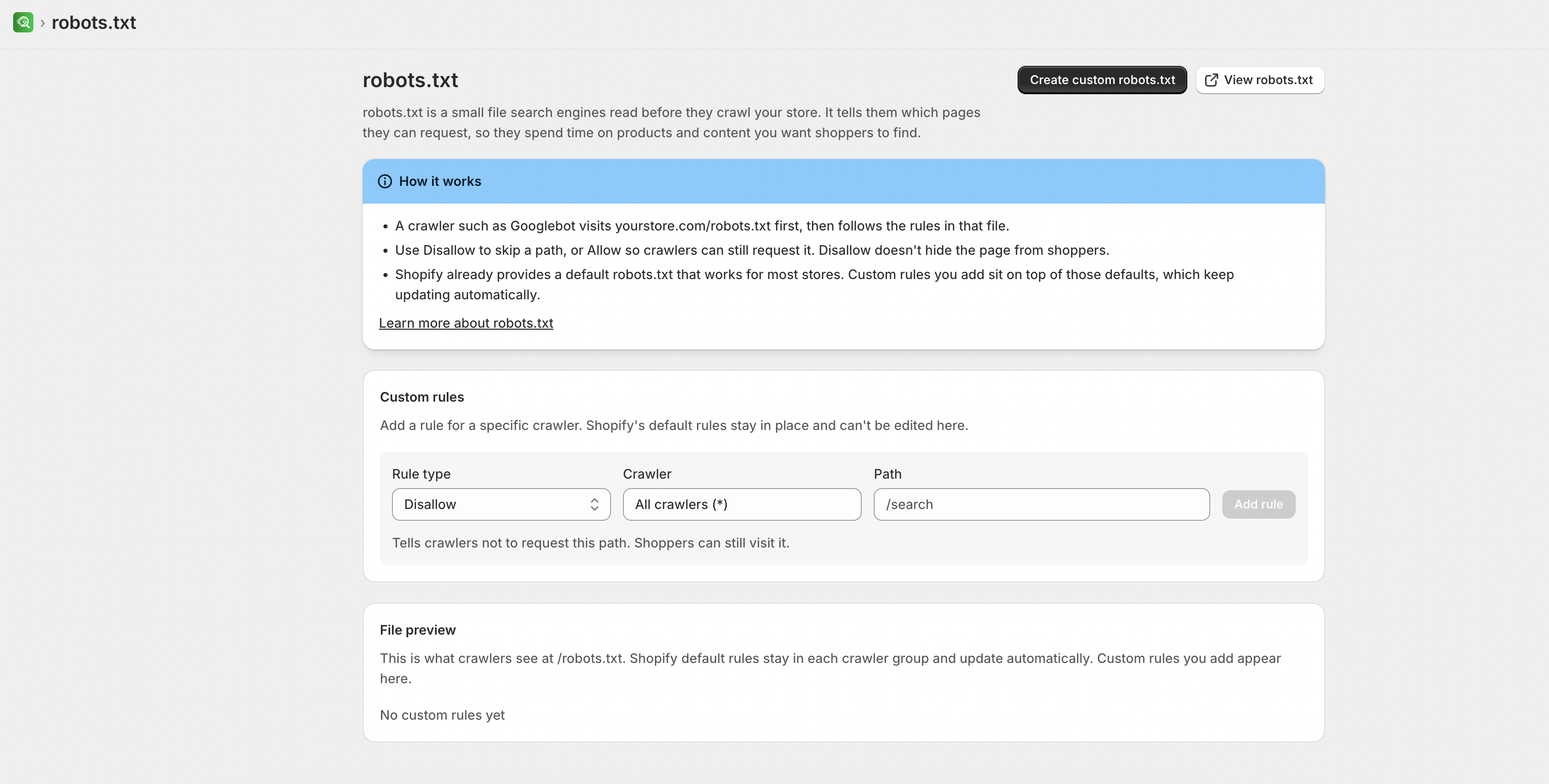 Robots.txt page
