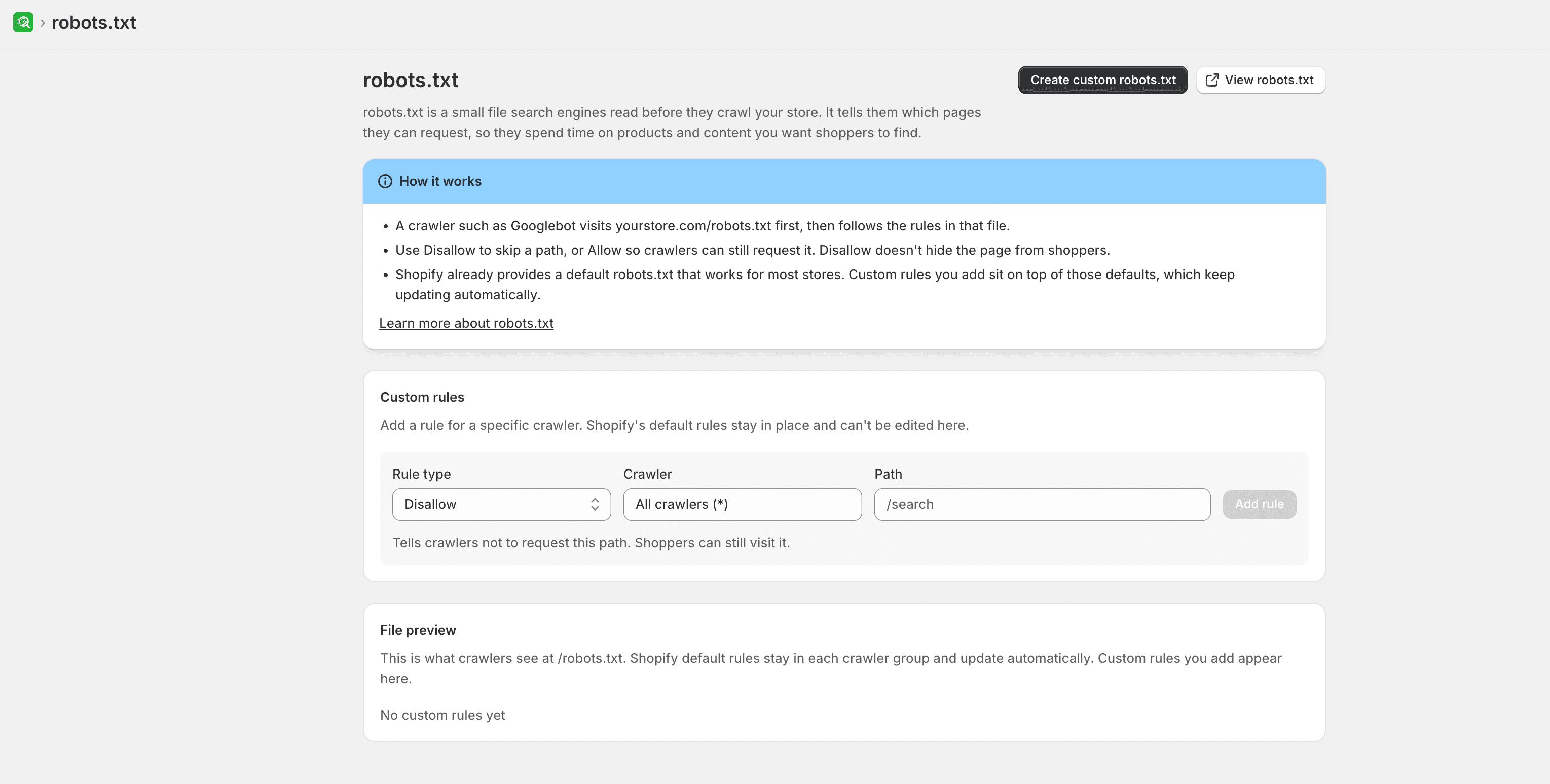 Robots.txt page
