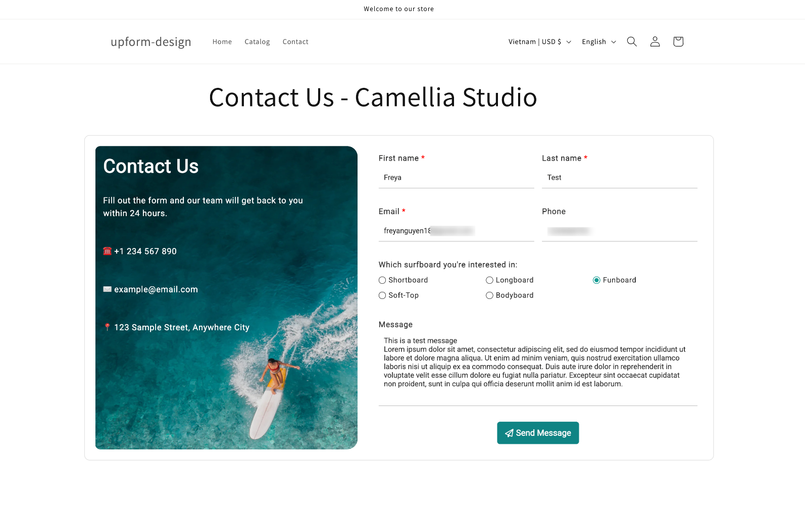 Submit test form for SendGrid sync