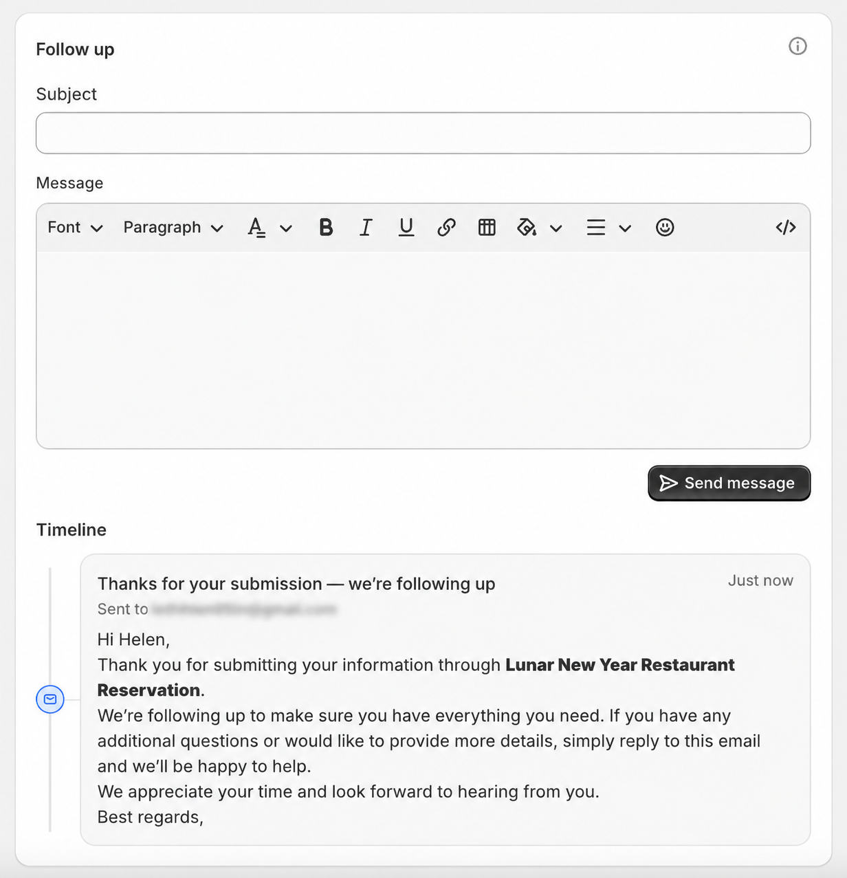 Submission follow up composer