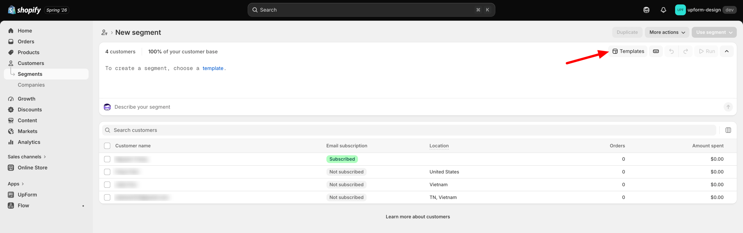 Create Shopify customer segment