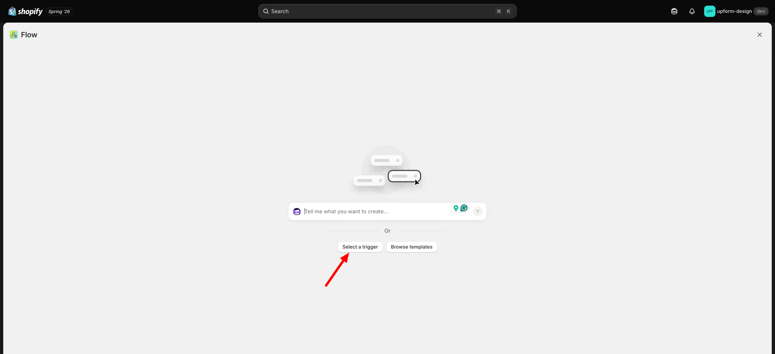 Select a trigger in Shopify Flow