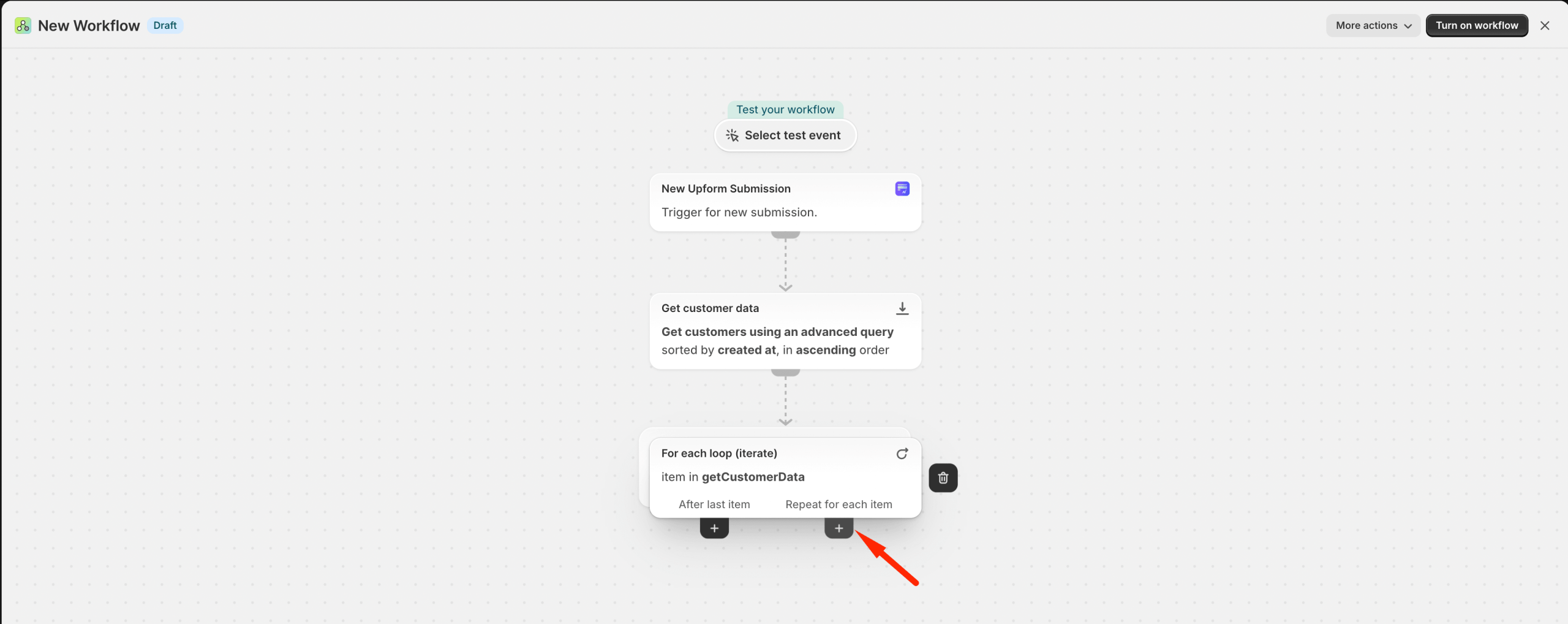 Add action under Repeat for each item