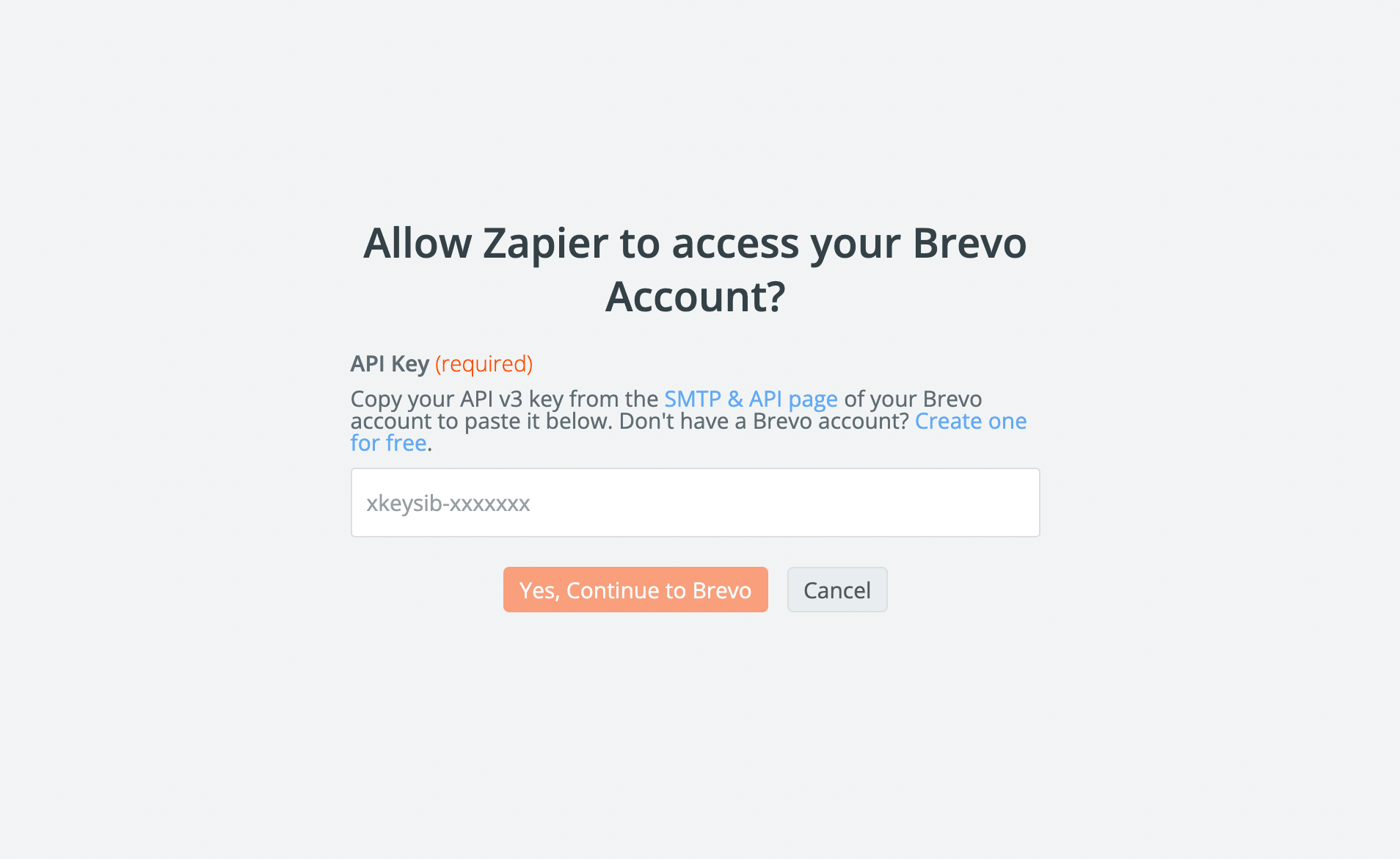 Authorize Brevo with API key