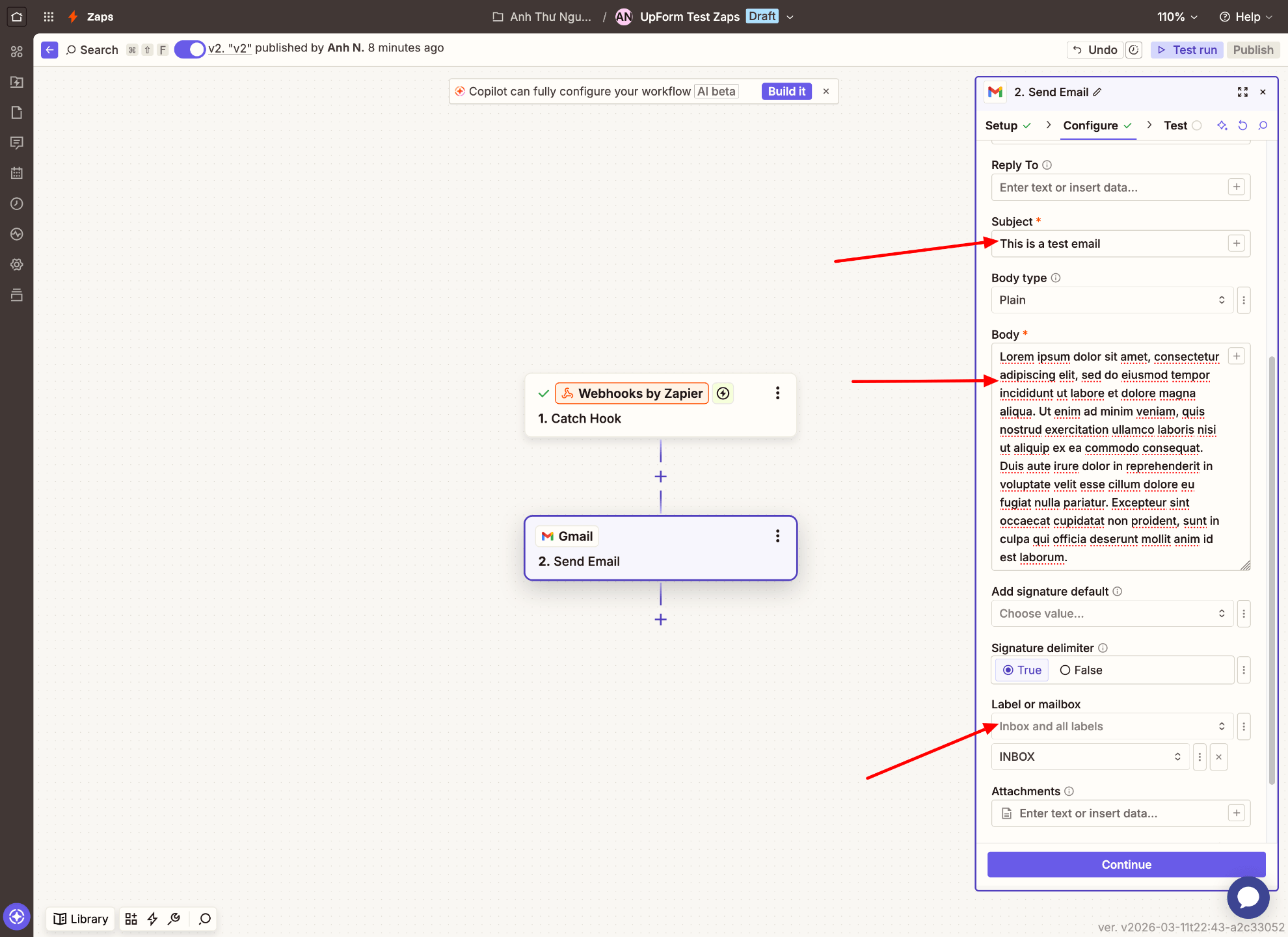 Optional Gmail label settings